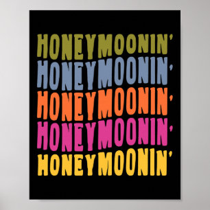 Poster Vintage Retro Honeymoonin Bride Groom Honeymoon Va
