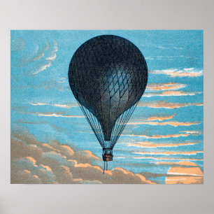 Poster Vintage Retro Hot Air Balon Ver Primeiro Balão
