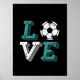 Poster Vintage Retro I Love Soccer Player Coach Sports Fa