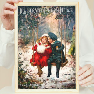 Poster Vintage Retro Ilustrado Notícias de Londres Natal