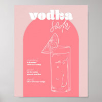 Vintage Retro Inspira Vodka Soda Recebe Rosa e