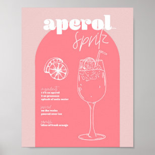 Poster Vintage Retro Inspirou Aperol Spritz Recebe Rosa