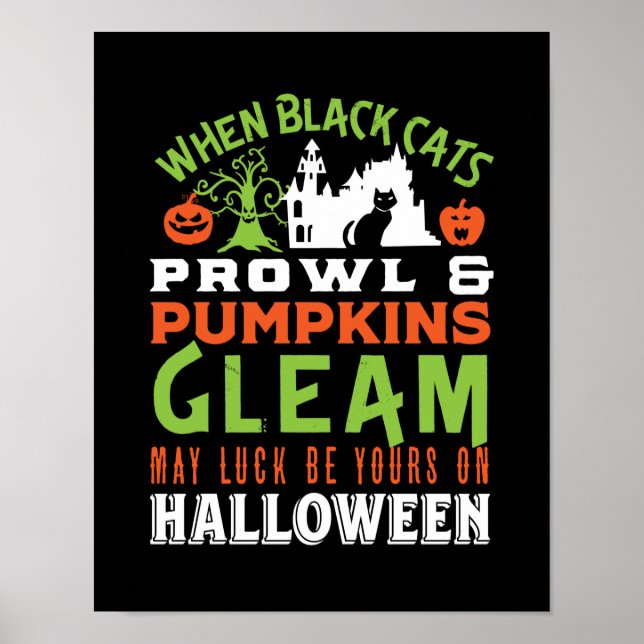 Poster Vintage Retro Luck Halloween Cote e Poema (Frente)