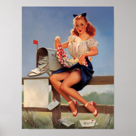Póster Vintage Retro Mail Box Pinup Girl