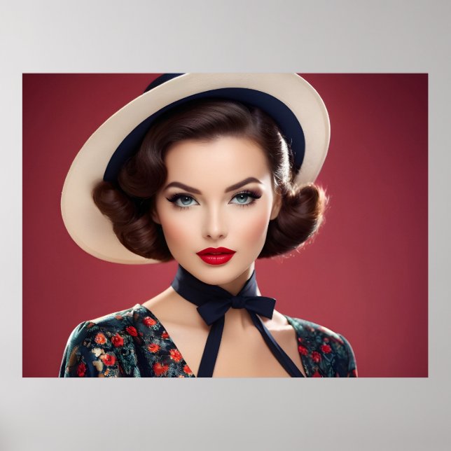Poster Vintage retro mulher (Frente)