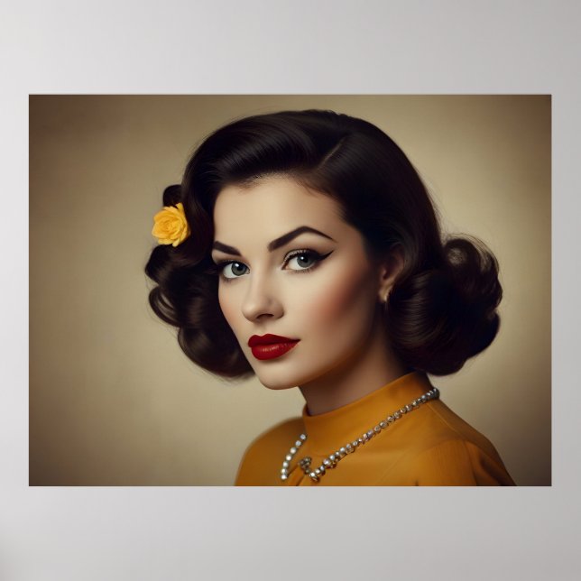 Poster Vintage retro mulher (Frente)