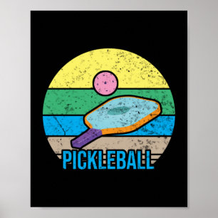 Poster Vintage Retro Pickleball Sunset