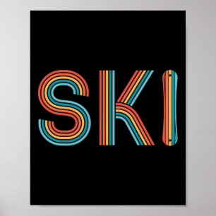 Poster Vintage Retro Skiing 80s 90s esquiadores de neve M