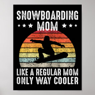 Poster Vintage Retro Snowboard Mãe Como Um Único