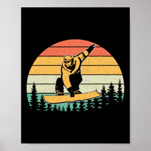 Poster Vintage Retro Snowboarder Silhouette Snowboard