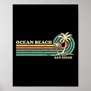 Poster Vintage Retro Summer Vacage San Diego Ocean Beac