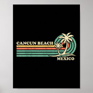 Poster Vintage Retro Summer Vacing México Cancun Beach