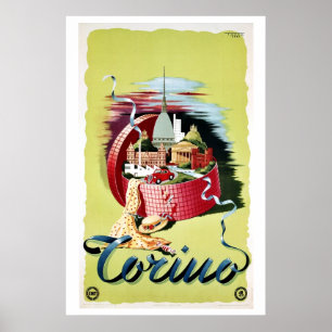 Póster Vintage retro Turin Torino - viagem italiano