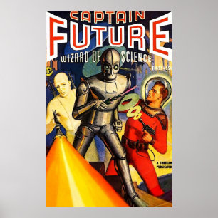 Poster Vintage retrorreflector CAPITÃO FUTURO NO 1 PULP R
