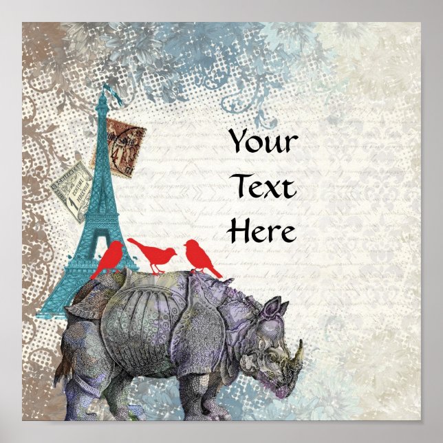 Póster Vintage rhino (Frente)