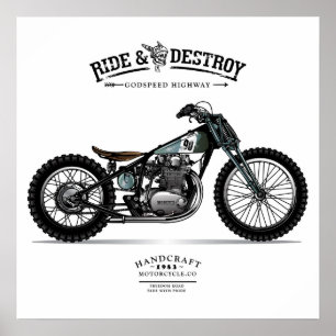 Poster Vintage Ride n Destroy Chopper