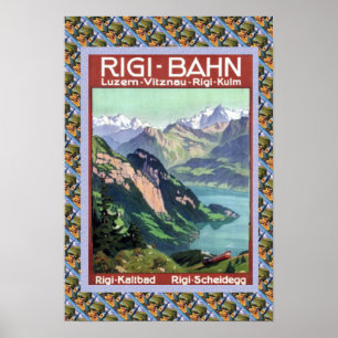 Póster Vintage Rigi Railway suíço Bahn