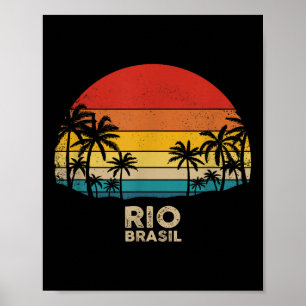 Poster Vintage Rio de Janeiro - Brasil Beach Souvenir