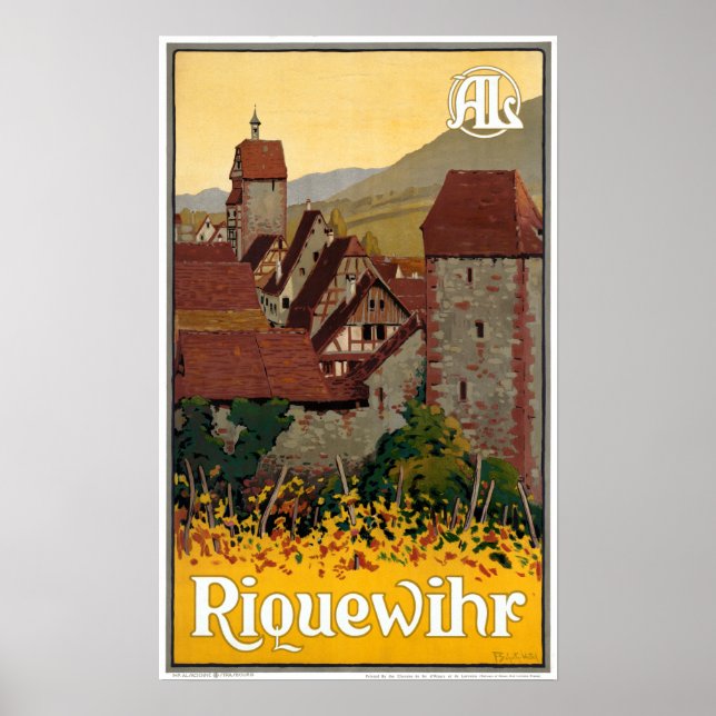 Poster Vintage Riquewihr France Viagem (Frente)