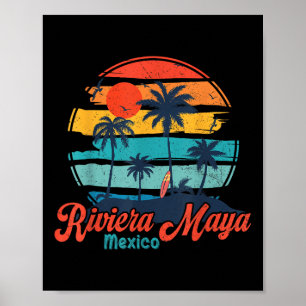 Poster Vintage Riviera Maya Mexico Beach Vibes Vaces S
