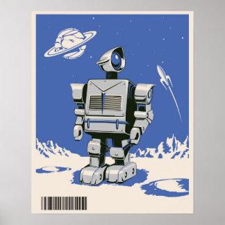 Poster Vintage Robot 1 azul