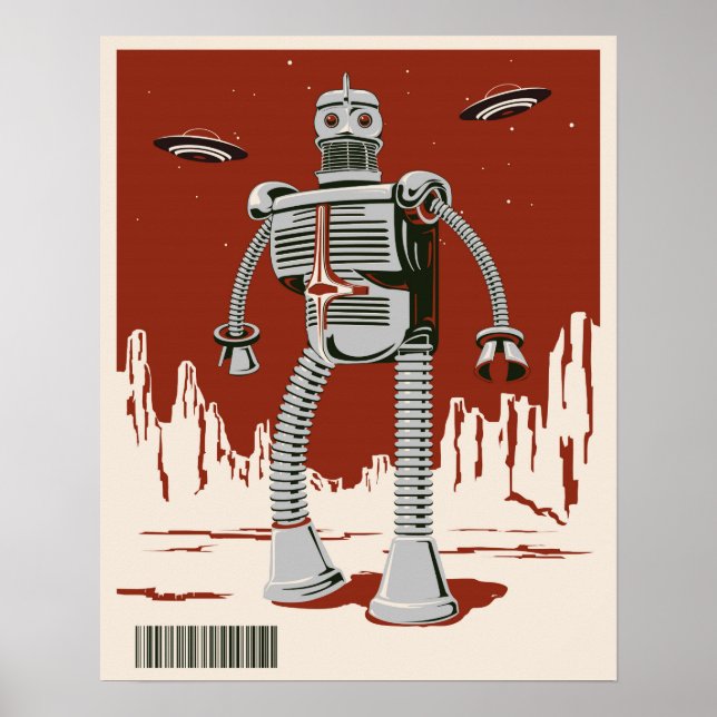 Poster Vintage Robot 3 vermelho (Frente)
