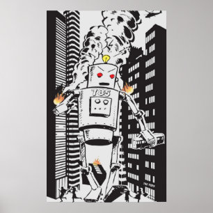 Poster vintage Robot Attack