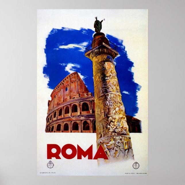 Poster Vintage Roma viagem italiano (Frente)