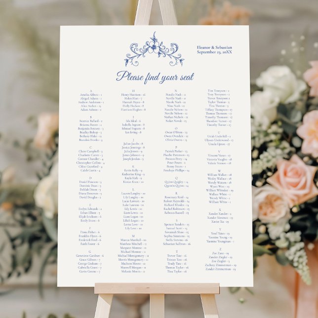 Poster Vintage Romance Blue Alphabeating Chart (Gráfico d (Criador carregado)