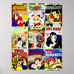 Poster Vintage Romance - Colagem de Cobrir de BD