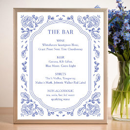 Poster Vintage Romance - Sinal de Bar Floral de Casamento