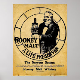 Póster Vintage Rooney Malt Whiskey - Sinal de Liquidação