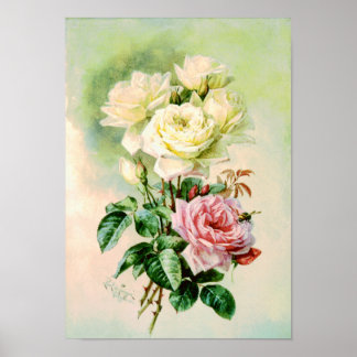 Póster Vintage Rosas Bridal Franceses