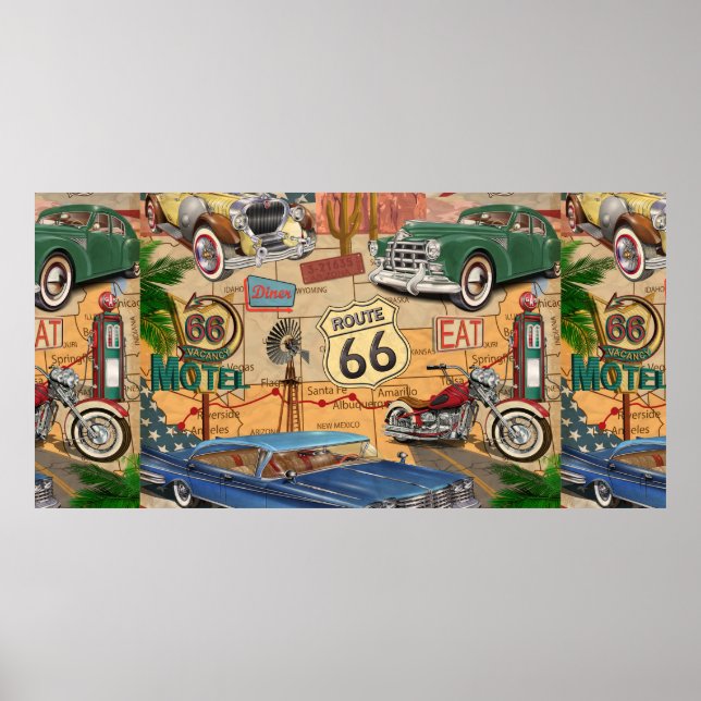 Poster Vintage Route 66. (Frente)