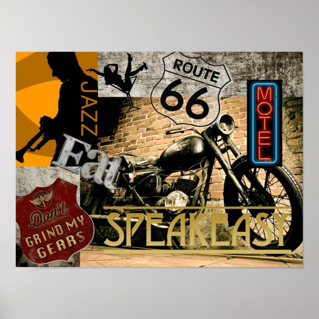 Poster Vintage Route 66 SpeakEasy (Frente)