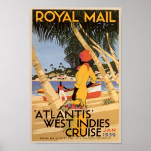 Poster Vintage Royal Atlantis West Indies Cruise Jan