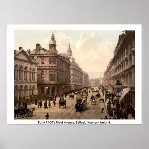 Poster Vintage Royal Avenue Belfast, Irlanda do Norte