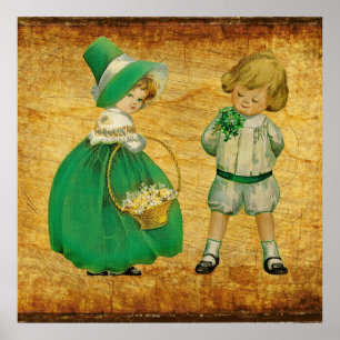 Poster Vintage, Rua vitoriana de garotinha Patrick