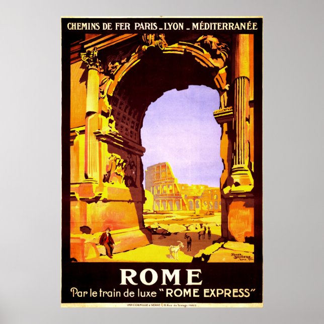 Poster Vintage Ruins of Roma Italy Viagem (Frente)