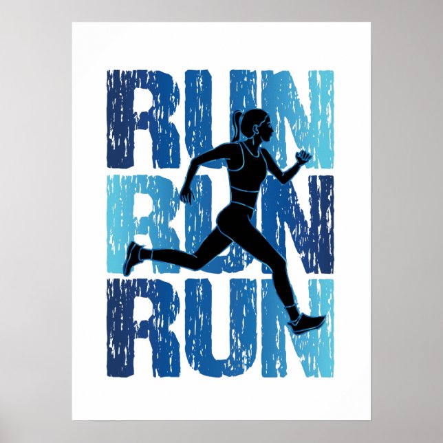 Poster Vintage Runner Girl - Run Run Run (Frente)