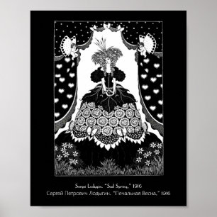 Poster Vintage Russo Art Nouveau Queen e cupids