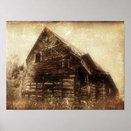 Poster Vintage Rustic Barn Sepia Textura Do País