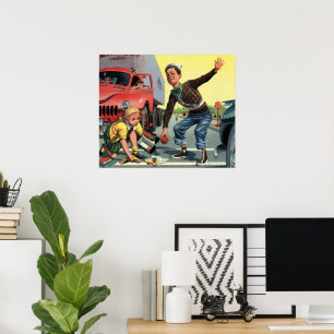 Poster Vintage Safety Patrol Cruzando Guarda Ajudando Gar