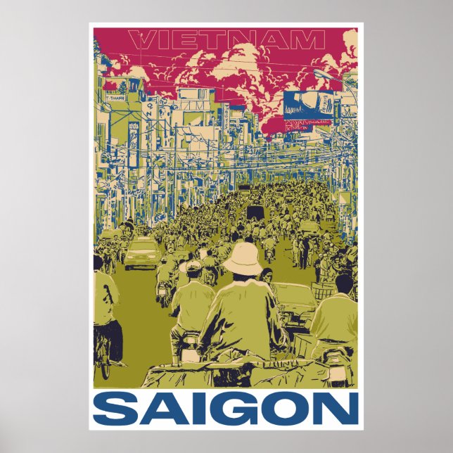 Poster Vintage SaiGon Vietnam viagem (Frente)