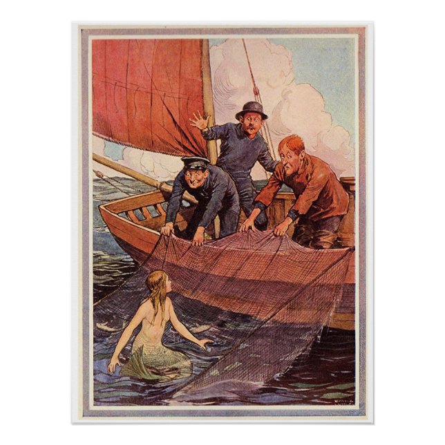 Póster Vintage Sailors Mermaid Catch (Frente)