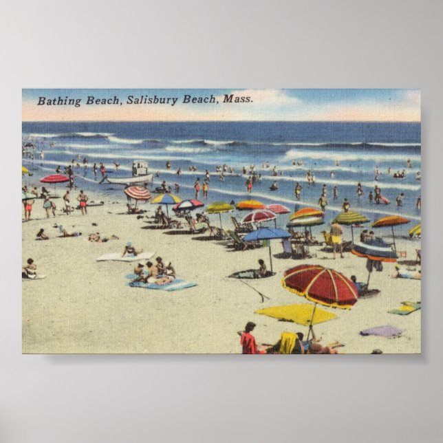 Poster Vintage Salisbury Beach, Massachusetts - Ocean Sce (Frente)