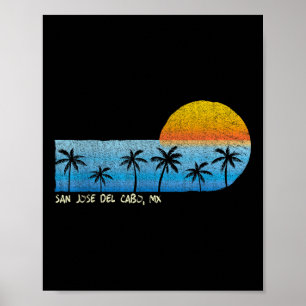 Poster Vintage San Jose Del Cabo, Mx Palm Trees & Sol