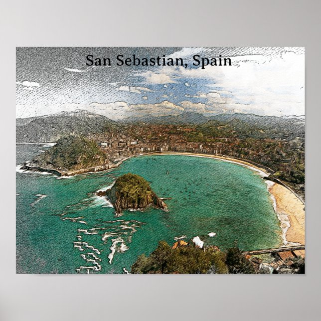 Poster Vintage San Sebastian Espanha (Frente)