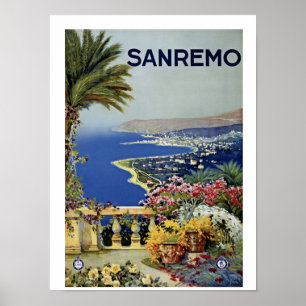 Poster Vintage Sanremo - viagem italiano
