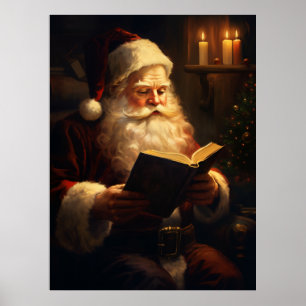 Poster Vintage Santa Claus Reading